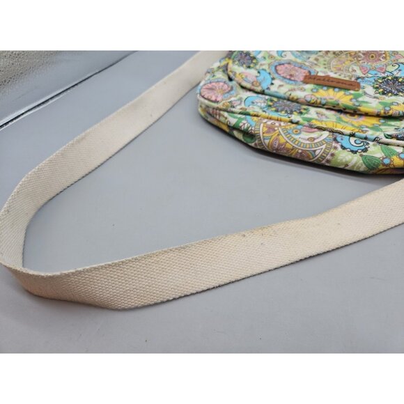 Malirona Floral Crossbody Canvas Handbag Multi Pocket Pre-Owned - Picture 4 of 12